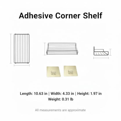 Adhesive Corner Shelf, Carbon Steel Wall Mount Storage Organizer for Bathroom Shower and Kitchen (1 PC) - size: 10.63 x 4.33 x 1.97 in