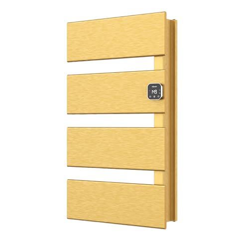 L Series Electric Towel Warmer for Bathroom, 4 Panel, Gold | Thermo Control and Timer, Fast Heat in 3 Mins, Dry Towels in 4 hrs, Memory Function, Work with Smart Plug, Right-Wiring - color: Gold, size: 4 Panel