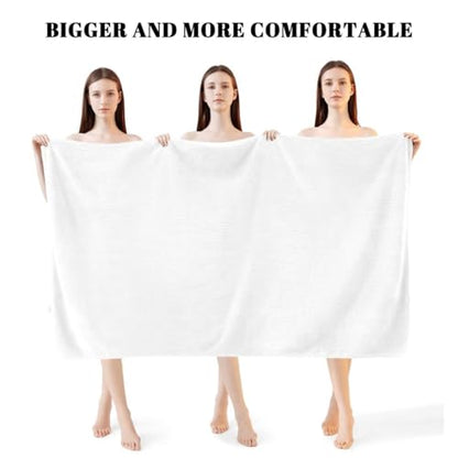 Bath Towels Set of 4 Extra Large 35 x 70 Inches,Luxury Thick High Absorbent and Quick Dry Bath Sheet,Ultra Soft Microfiber,Bathroom,Beach,Yoga,Sport,SPA,Fitness (White) - color: White, style: 4 Piece Bath Towels