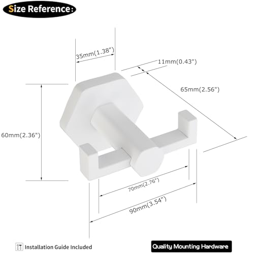GERZWY White Bathroom Hooks, Double Towel Robe/Coat Clothes Hook Stainless Steel Hanger Wall Hooks Heavy Duty for Bath Wall Mounted 2 Pack - color: White