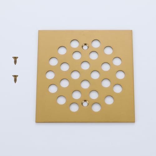 Square Style 4-1/4 inch Screw-in Shower Drainer Cover Floor Drainer Grates with Screws Brushed Golden - color: Brushed Golden