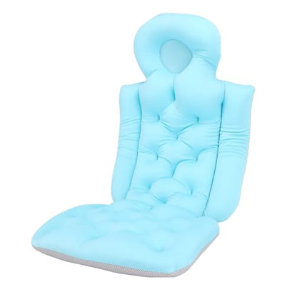 Bathtub Full Body Mat Non Slip Breathable, Soft Supportive Bath Pillow, Comfortable Tub Cushion for Adult, Relaxing Bathing Experience, Lightweight + Antislip, 33.86x14.57in (Light Blue) - color: Light Blue