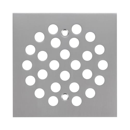Square Style 4-1/4 inch Screw-in Shower Drainer Cover Floor Drainer Grates with Screws Brushed Nickel - color: Brushed Nickel