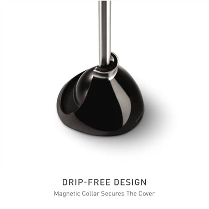 simplehuman Toilet Plunger with Holder Set, Magnetic Drip-Free Cover, Narrow Flange for Modern Low-Flow Toilets, Hidden Dome Storage, Stainless Steel, Black - color: Black, style: Toilet Plunger