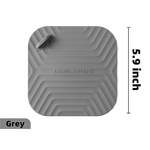 MAOYONG Shower Drain Cover Tub Stopper - Square Silicone Floor Drain Cover for Bathroom, Bathtub Stopper Drain Plug Cover, Kitchen Sink Drain Stopper 5.9 Inch Grey 1PCS - color: Gray