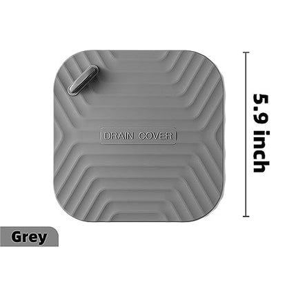 MAOYONG Shower Drain Cover Tub Stopper - Square Silicone Floor Drain Cover for Bathroom, Bathtub Stopper Drain Plug Cover, Kitchen Sink Drain Stopper 5.9 Inch Grey 1PCS - color: Gray