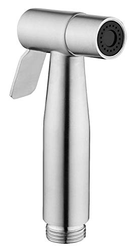 Stainless Steel Sprayer Head-Bidet Spray w/Brushed Chrome Finish - Cloth Diaper Shattaf - Pet Wash - style: Stright