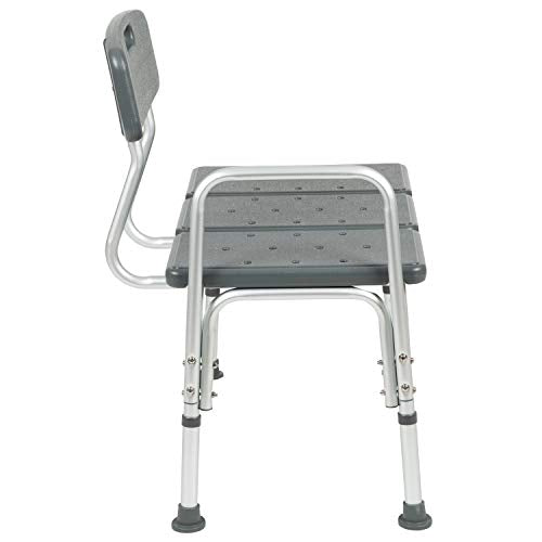 Flash Furniture HERCULES Series 300 Lb. Capacity Adjustable Gray Bath & Shower Transfer Bench with Back and Side Arm - color: Grey