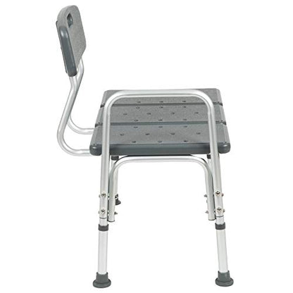 Flash Furniture HERCULES Series 300 Lb. Capacity Adjustable Gray Bath & Shower Transfer Bench with Back and Side Arm - color: Grey