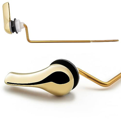 Qualihome Polished Brass Finish Side Mount Toilet Handle Replacement Kit, Universal Toilet Tank Flush Lever Fits Most Standard Side-Mount Toilet Tanks - color: Brass Polished