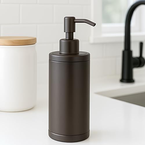 Countertop Hand Soap Dispenser, Refillable Stainless Steel Soap Pump Bottle for Bathroom & Kitchen, Free Standing - 300ml, Bronze - color: Bronze