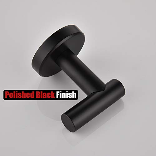 JQK Black Bathroom Towel Hook, Coat Robe Clothes Hook for Bathroom Kitchen Garage Wall Mounted (4 Pack), 304 Stainless Steel Matte Black, TH100-PB-P4 - color: Black, size: 4 Pack