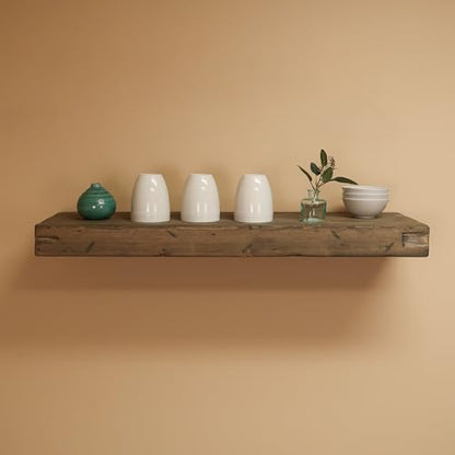 Urbandi Rustic Distressed Floating Shelves, Set of 2, Handmade Out of Pine Wood, 3 Inch Thick, Made in USA (Aged Barrel, 24Lx3Hx6D) - color: Aged Barrel, size: 24Lx3Hx6D