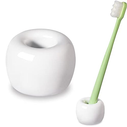 Urbanstrive Sleek Mini Ceramics Toothbrush Holder Stand for Bathroom Vanity Countertops (1-Pack White) - color: 1-pack White
