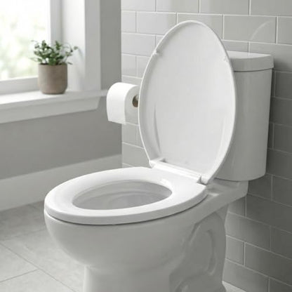 Elongated Toilet Seat with Slow Close & Quiet Close, 19 Inch Never Loosen Durable Lid, Polypropylene Easy to Install & Clean, White - color: White, Standard style, size: Elongated (19″)