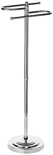 Gatco 1505, Modern Round Base Floor Standing S Style Towel Holder, Chrome / 38" H Freestanding Hand Bath Towel Stand for Bathroom - color: Chrome
