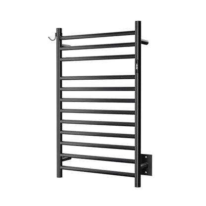 Wall Mounted Towel Warmer 12 Bars with Plug-in and Hardwired Options 3 Working Modes Black Stainless Steel 21” W 34” H - color: Black