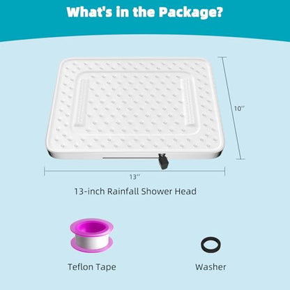 Hibbent 5 Spray Modes Shower Head, 13'' High Pressure Rain Shower Head, Large Rainfall Showerhead for Bathroom, High Flow Waterfall Fixed Showerheads with Adjustable Swivel Ball Joint, Silver - color: Silver, style: Square 13''