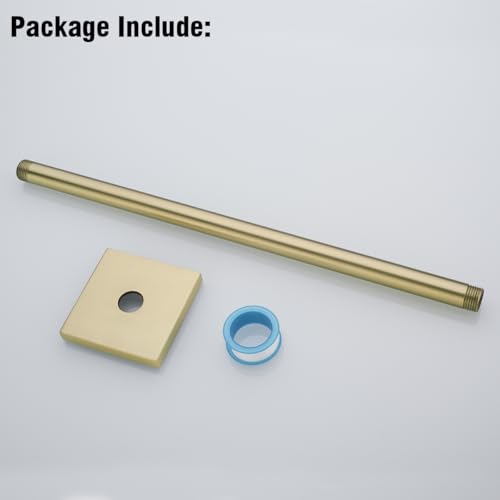 RANDOM Straight Shower Arm with Flange,Gold 16 Inches Ceiling Mount Shower Head Extension Arm,Brushed Gold.RD-91038-16BG-SQ - color: 16″ Brushed Gold(Square Flange)
