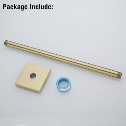 RANDOM Straight Shower Arm with Flange,Gold 16 Inches Ceiling Mount Shower Head Extension Arm,Brushed Gold.RD-91038-16BG-SQ - color: 16″ Brushed Gold(Square Flange)