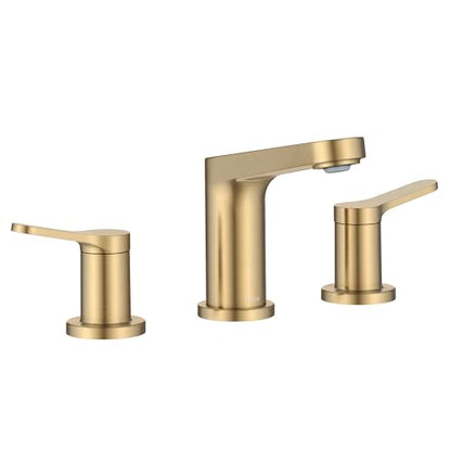 KRAUS Indy Widespread Bathroom Faucet in Spot-Free Brushed Brass with 2 Handles, Pop Up Drain and Supply Lines, FUS-14103SFBB - color: Spot Free Brushed Brass, style: Widespread