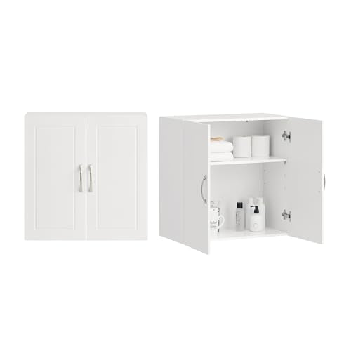 Haotian Wall Cabinet Laundry Room, Medicine Cabinet for Bathroom Kitchen Garage, Wall Storage Cabinet with Adjustable Shelf, White FRG231-W | Over the Toilet Storage Cabinet, Floating Wall Storage Medicine Cabinet With Customizable Shelf, FRG231-W - color