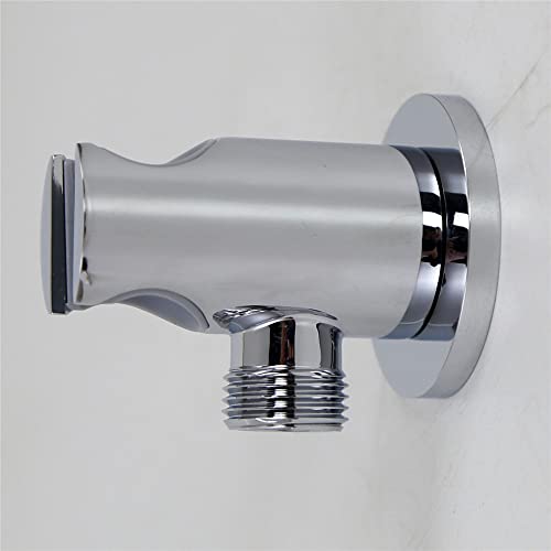 Hand Held Shower Head Holder Hose Connector Shower Wand Holder Wall Mount Handheld Shower Handle Sprayer Holder Shower Hose Adapter Shower Elbow with Spray Head Bracket 1/2 NPT Female Thread Chrome - color: Chrome