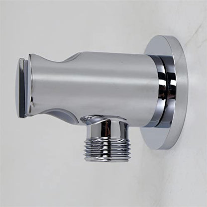 Hand Held Shower Head Holder Hose Connector Shower Wand Holder Wall Mount Handheld Shower Handle Sprayer Holder Shower Hose Adapter Shower Elbow with Spray Head Bracket 1/2 NPT Female Thread Chrome - color: Chrome