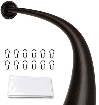 Shower Suite by Utopia Alley – Rustproof Aluminum Curved Shower Curtain Rod Combo Set with Liner & 12 Hooks, Adjustable 45–72 Inch Wall Mount Rod, Oil Rubbed Bronze Finish - color: Oil Rubbed Bronze