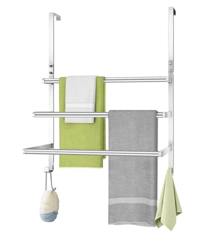 Over The Door Towel Racks for Bathroom, Over The Door Towel Rack, Towel Rack with Hooks for Door Hanging, Towel Bar Over The Door Towel Holder 16Inch, Brushed Nickel - size: 16 Inch