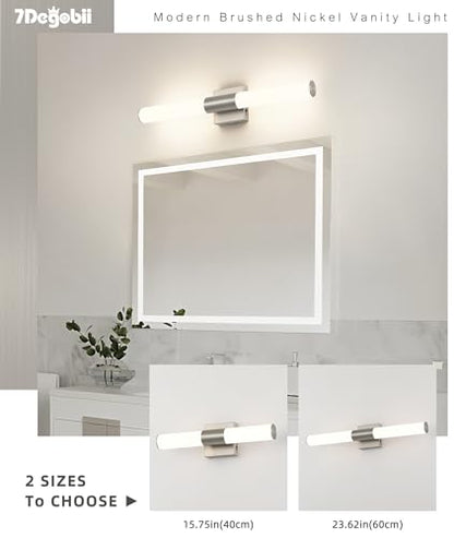 Brushed Nickel Bathroom Light Fixture 5CCT Dimmable 18W Led Bathroom Vanity Lights Over Mirror Modern Bath Lights for Mirror - size: 23.62 in-18W-5CCT