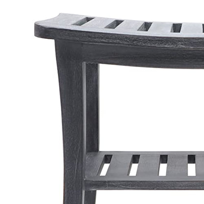 Weathered Genuine Teak Bench - color: Weathered Gray