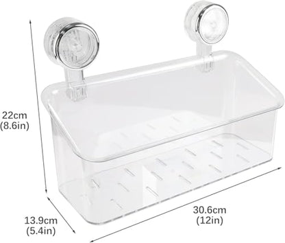2 Pack Bath Toy Storage Organizer,Kids Bathtub Toy Holder with Drain Holes,clear Powerful Suction Shower Caddy for Bathtub,No Drilling Shower Caddy Suction Cup for Bathroom,Kitchen