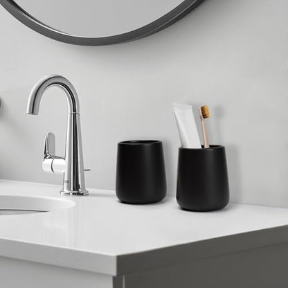 Bathroom Tumbler Cup Ceramic 2Pcs 13.5oz Reusable Toothbrush Cup 400ml, Toothbrush Holder Adequate for Your Bathroom (Black Brown) - color: Blackbrown, size: 2pcs