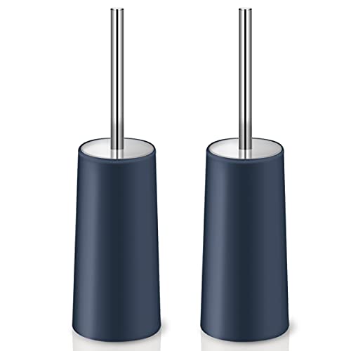 Toilet Brush and Holder, 2 Pack Toilet Brush with 304 Stainless Steel Long Handle, Toilet Bowl Brush for Bathroom Toilet-Ergonomic, Elegant,Durable (Blue) - color: Blue