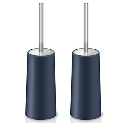 Toilet Brush and Holder, 2 Pack Toilet Brush with 304 Stainless Steel Long Handle, Toilet Bowl Brush for Bathroom Toilet-Ergonomic, Elegant,Durable (Blue) - color: Blue