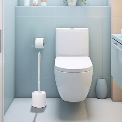 14 Sets Toilet Brush and Holder Set 14.57 Height Bathroom Cleaning Brush with Caddy, Toilet Bowl Scrubber for Deep Cleaning(White)
