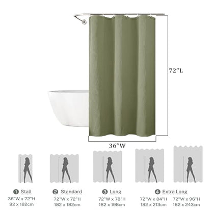 Aiyufeng 3D Textured Green Small Shower Curtain for Bathroom, Fabric Shower Curtain Heavy Duty Cloth, Stall Size Narrow Bathroom Curtains, Machine Washable, 36x72 Inches - color: Green, size: 36"W x 72"L (Pack of 1)
