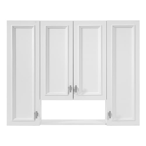 Marzzi 36" x 28" Bathroom Medicine Cabinet with Open Shelf | Wall Mounted Bathroom Storage Cabinet with Adjustable Shelves, Over The Toilet Wall Cabinet, Painted Finish - color: White