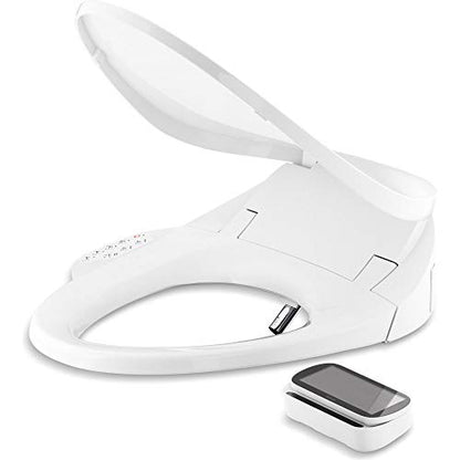 Kohler PureWash E750 Elongated Heated Bidet Toilet Seat, White with Touchscreen Remote Control, Quiet-Close Grip-Tight Lid, Self-Cleaning Wand, Warm Water Bidet, Adjustable Water Pressure, Nightlight - color: White