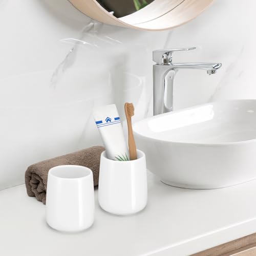 Bathroom Tumbler Cup Ceramic 13.5oz Reusable Toothbrush Cup 400ml,Toothbrush Holder Adequate for Your Bathroom (Shiny White) - color: Shiny White, size: 1pcs