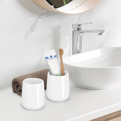 Bathroom Tumbler Cup Ceramic 13.5oz Reusable Toothbrush Cup 400ml,Toothbrush Holder Adequate for Your Bathroom (Shiny White) - color: Shiny White, size: 1pcs