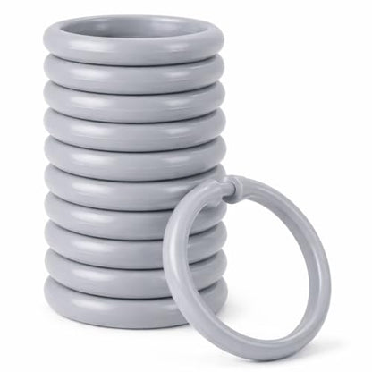 12 Piece Plastic Basic Locking Round Hook Easy Gliding Shower Curtain Rings Fits All Standard Size Shower Rods (Grey) - color: Grey