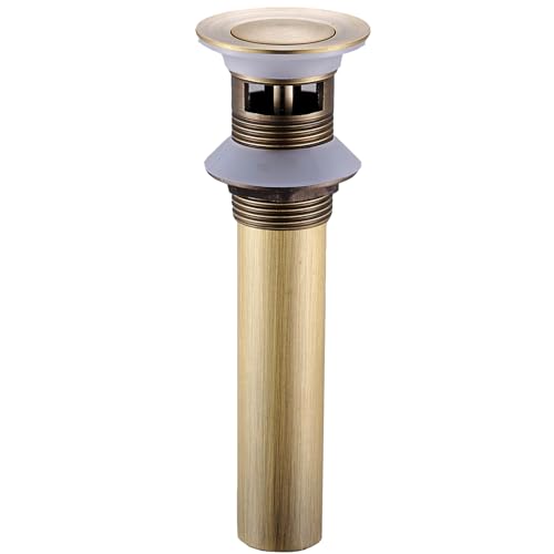 Bathroom Toilet Antique Solid Brass Pop up Drain Sink Drain Faucet Stopper Small Pop with Overflow - color: Solid Brass, style: Small Popup Cap