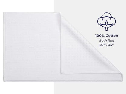 American Soft Linen Bath Rug, 20 in 34 in 100% Cotton Bath Mats Rugs for Bathroom, Slip Reducer Washable Shaggy Form Area Rugs, White Bath Rug - color: Bright White, style: 20x34" Cotton Bath Mat