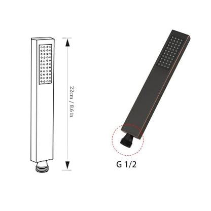 Hand Shower Wand Handheld Shower Spray High Pressure Single Function Luxury Hand Showerhead Oil Rubbed Bronze - color: Oil Rubbed Bronze, style: Square