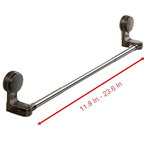 Scalable Suction Towel Rod, 11.8 Inch - 23.6 Inch Black Stainless Steel Scalable Rod for Towel, Shoes, Lid in Kitchen and Bathroom (black)