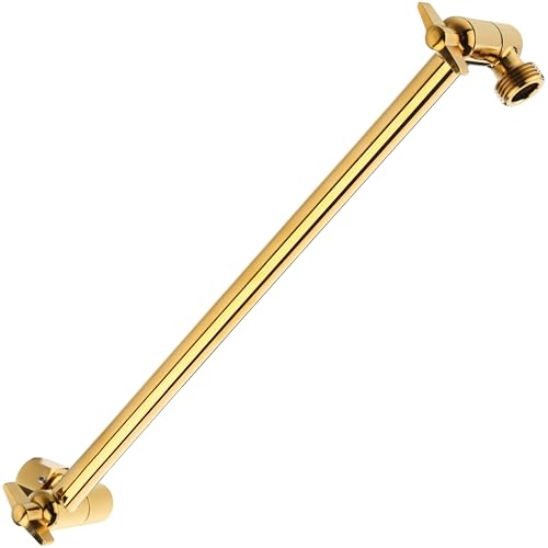 15 Inch Extra Long Adjustable Shower Head Extension Arm With Locking Set Screw, Singing Rain 304 Stainless Steel Angle Height Adjustable, G1/2 Universal Connector Compatible (Egyptian Gold) - color: 5. Egyptian Gold, style: 15 inch