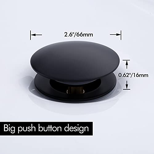 KES Bathroom Sink Drain Without Overflow Sink Drain Stopper Matt Black Pop Up Drain, All Metal Rustproof Brass and 304 Stainless Steel, S2008D-BK - color: Matte Black, style: NO Overflow (Big Cap)