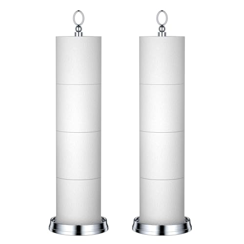 ROLABAM Toilet Paper Holder Stand with Reserve Function, Free Standing Toilet Paper Holder for Bathroom, Space Toilet 4 Rolls Toilet Paper Storage 22.5" Height (2 Pack, Chrome) - color: Poilshed Chrome-2pcs